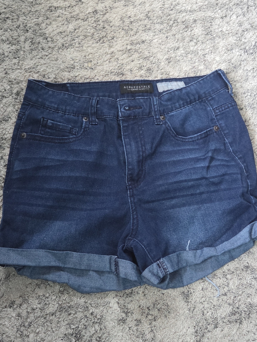 Aeropostale Dark Blue Rolled Cuff Denim Shorts